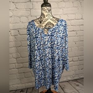 Hasting & smith women's long sleeve geometric print stretch knit sz 2x top bb19